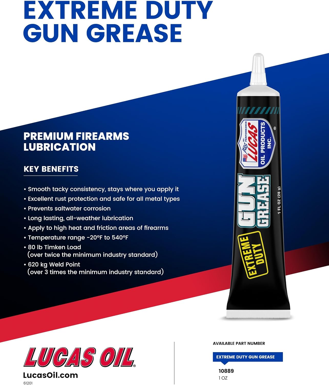 Lucas Extreme Duty Gun Grease 1oz Tube 10889 Lube Oil