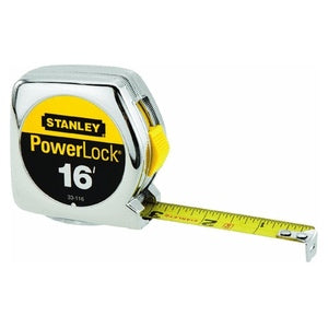 Stanley Tape Measure PowerLock 16ft x 3/4" Chrome ABS with Yellow Tape