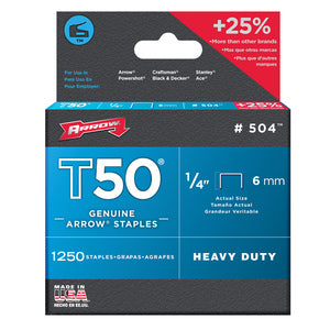 Arrow Staples - Heavy Duty (T50) 1/4" - 1250pk
